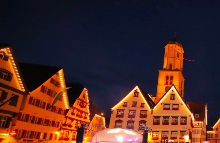 Marktplatz Biberach bei Nacht