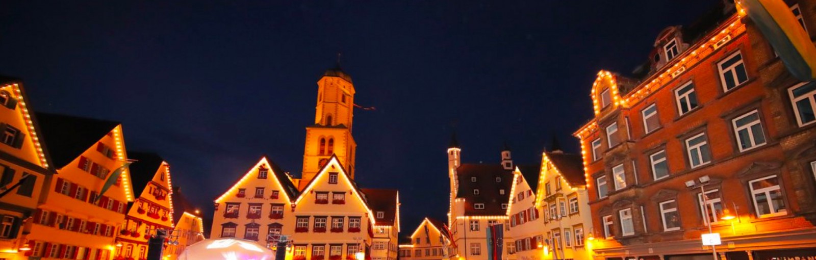 Marktplatz Biberach bei Nacht